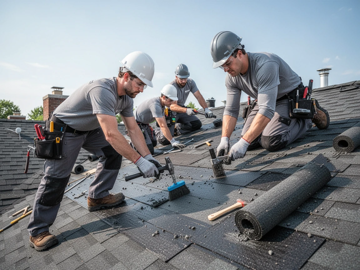 Above All Roofing Oregon Team Working on a Roof