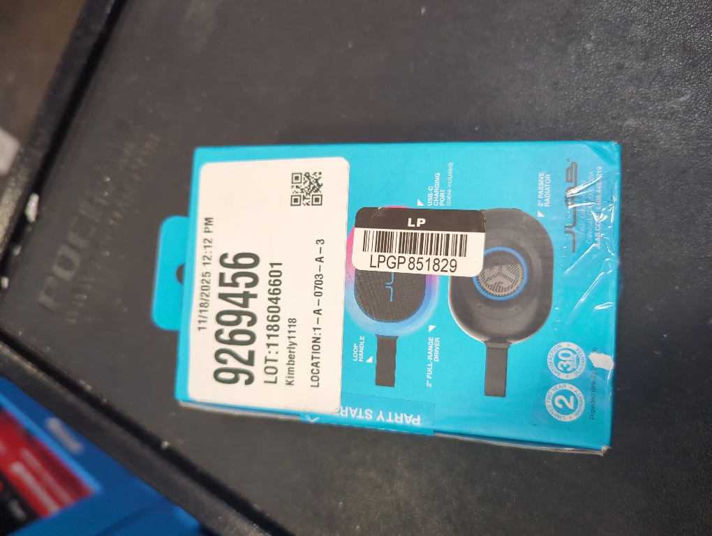 JLab Pop Party Portable Speaker - Black: Bluetooth, Dual Pairing, LED Light, Waterproof