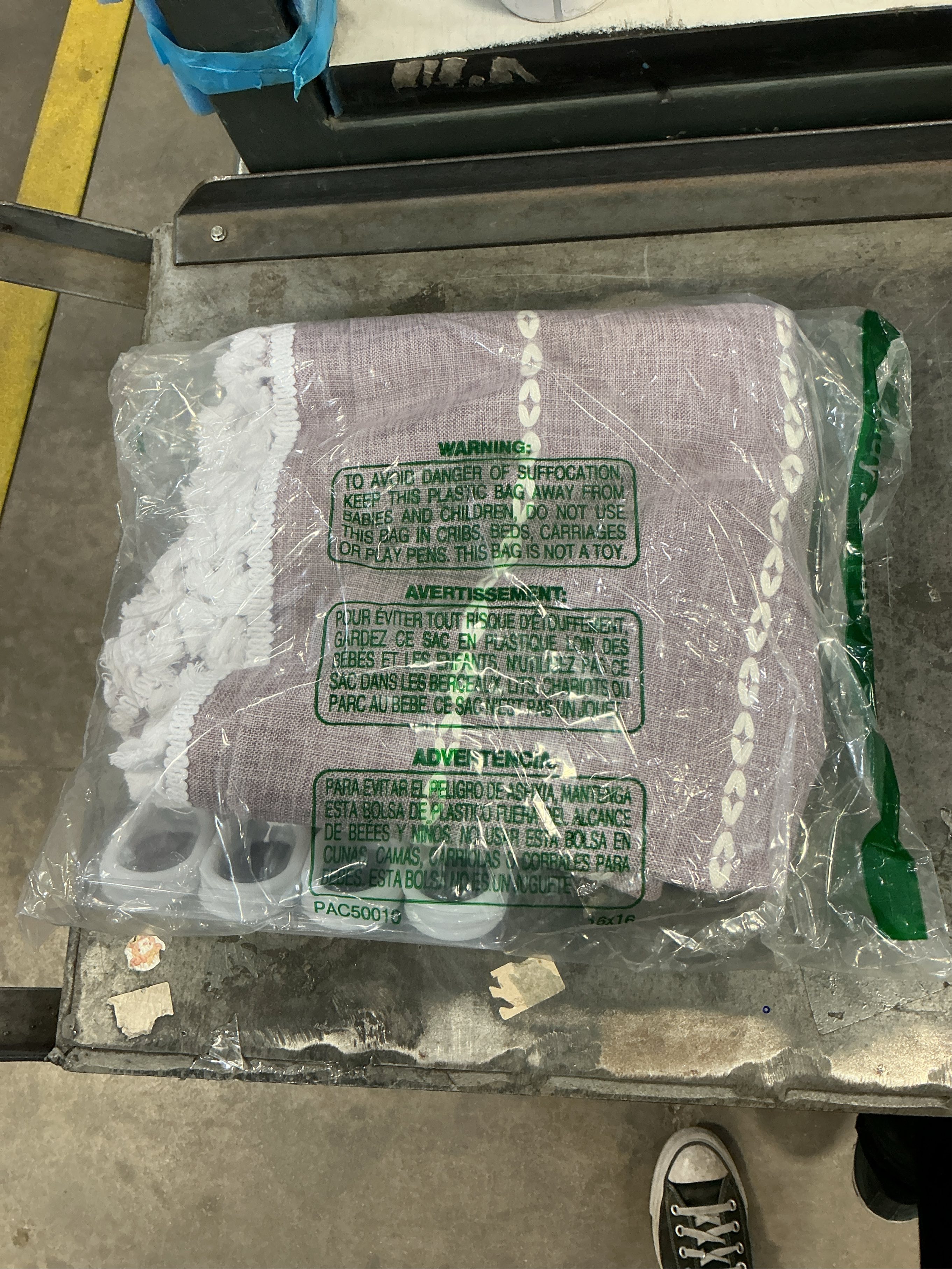 BTTN Boho Farmhouse Shower Curtain, Linen Rustic Weighted Striped Fabric with Tassel, Water Repellent, Modern Bohemian Vintage Country Cloth for Bathroom, Lavender, 72x72