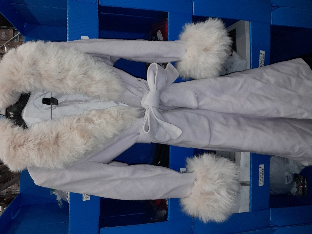 Youlander Fur FE-05 Long Coat With Real Fox Fur Big Collar And Big Cuffs And Belt For Women Soft Jacket Wool Coats size small