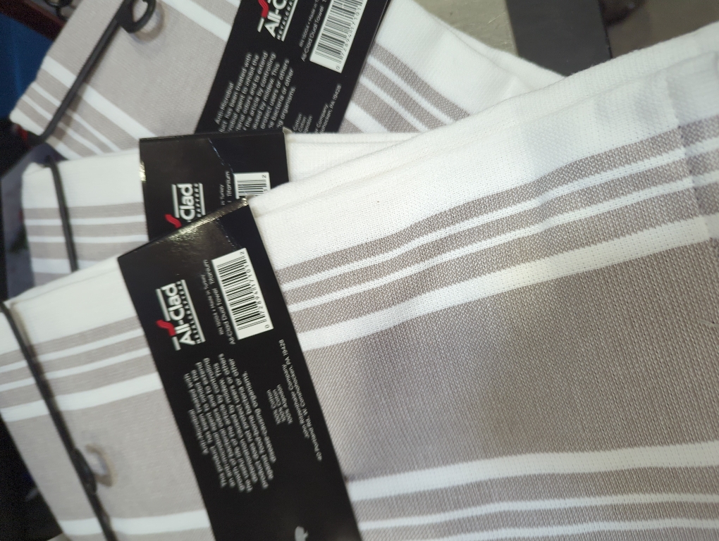 All-Clad Striped Dual Kitchen Towel in Titanium 3pk