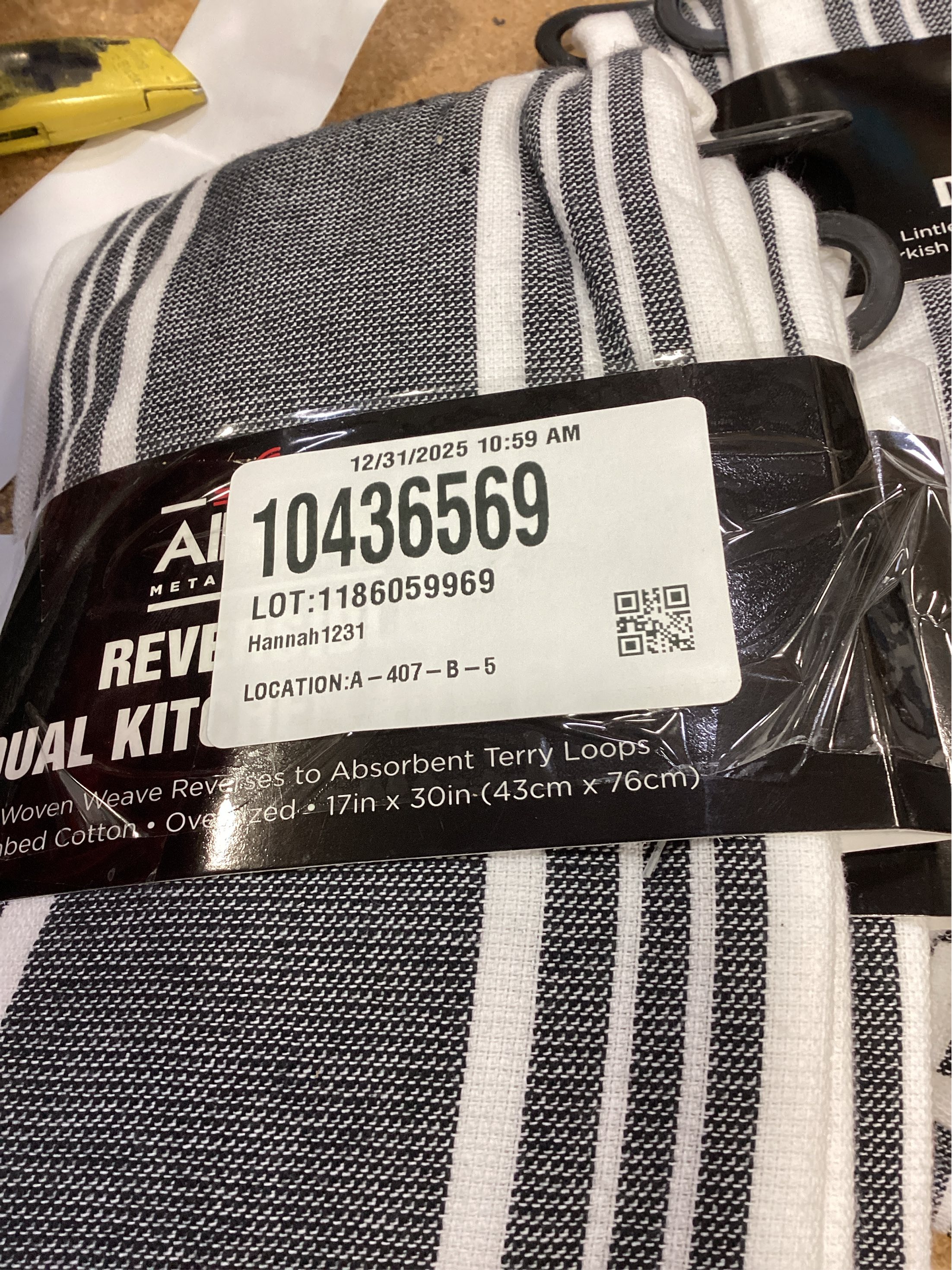 All-Clad Striped Dual Kitchen Towel in Black 2 pack