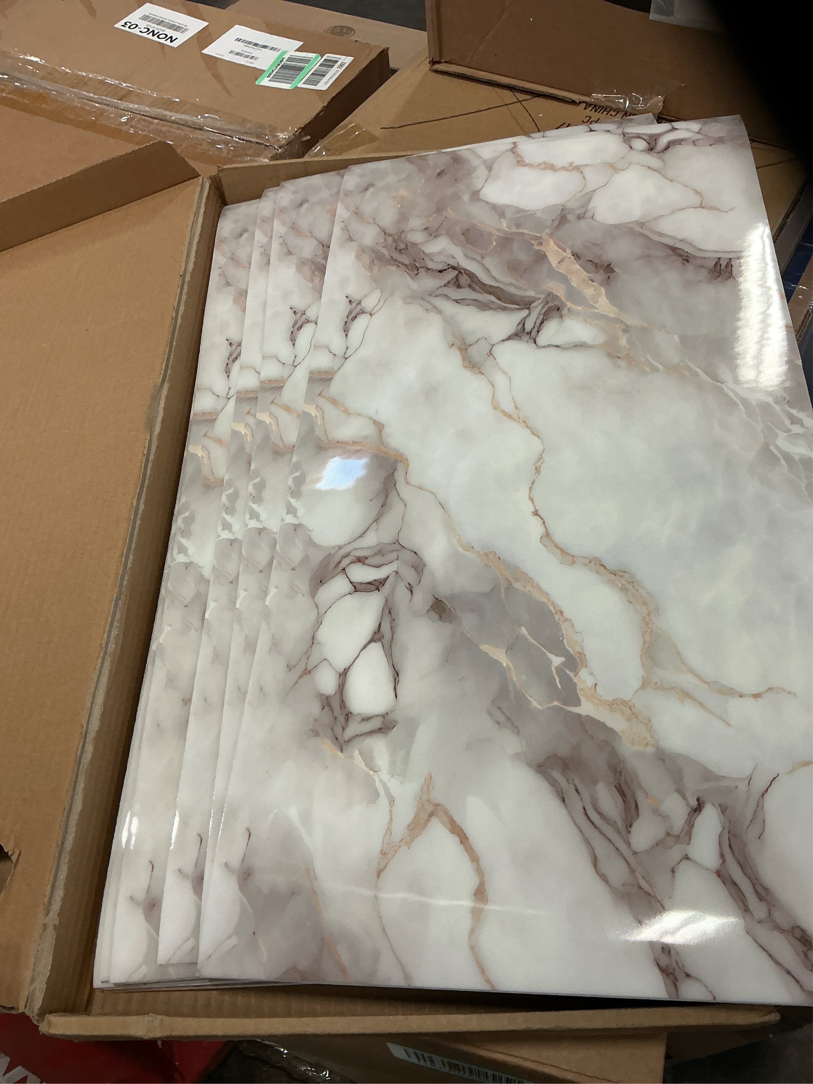 10pcs Thick Marble Peel and Stick Waterproof Wall Panels,Heat-Resistant Backsplash Tile, 23.6x11.8 PVC Foam Wall Sticker for Kitchen,Living Rooms,TV Walls,Colorful (Not Real Tile 19.4Sq. Ft.)