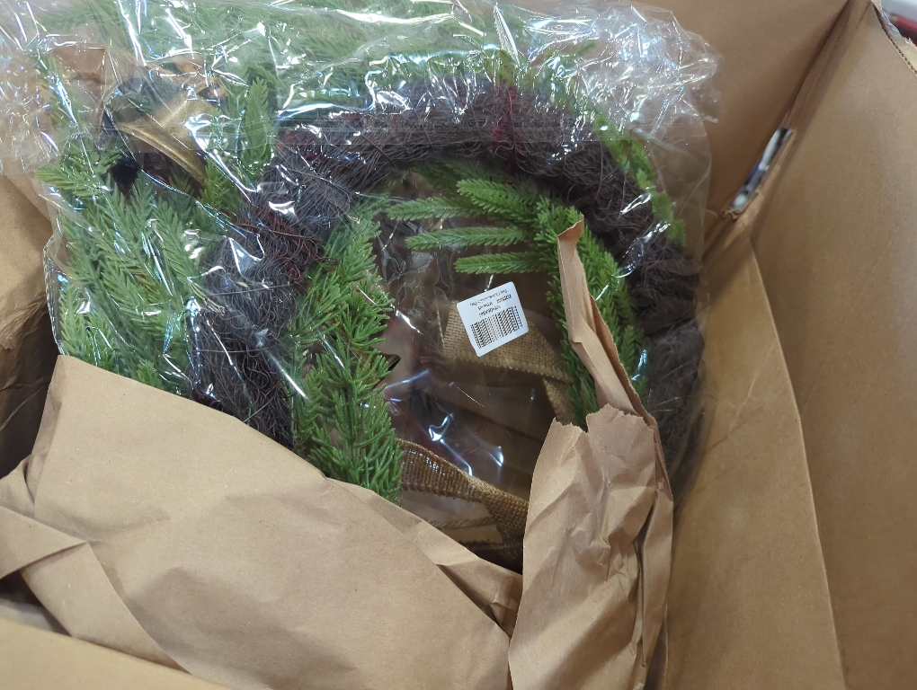 Faux Christmas Norfolk Pine Wreath with 4 Pcs Rustic Vintage Iron Bells,20 Inch Artificial Green Wreath Greenery Realistic Wreath Holiday Decoration (Bow)