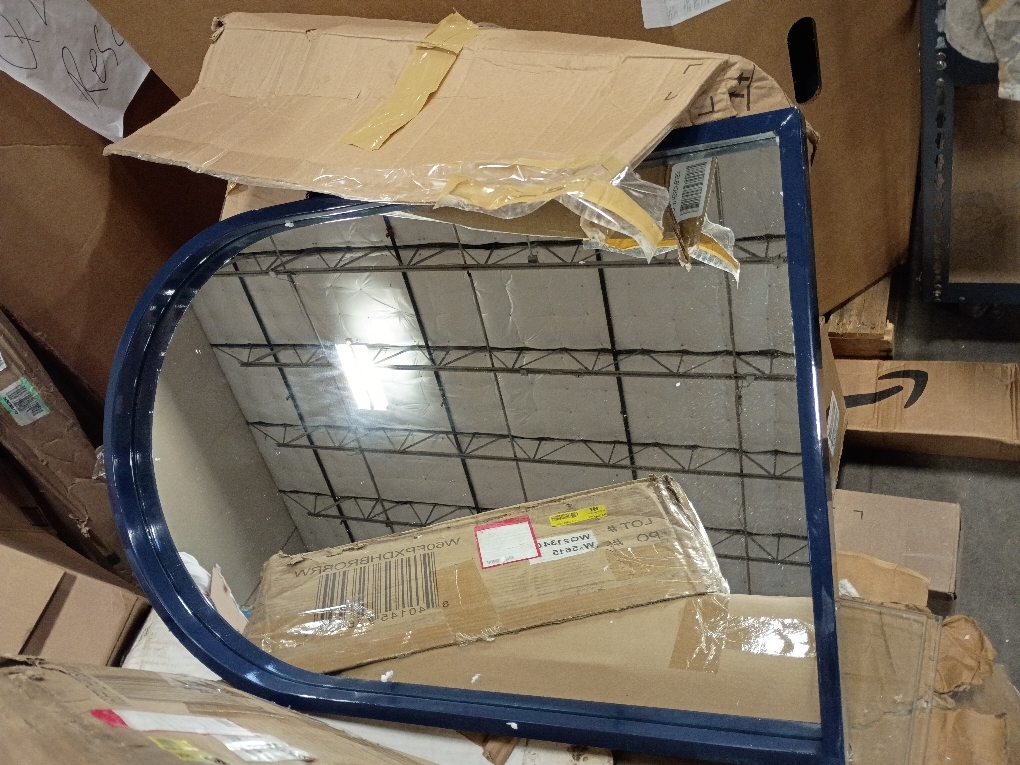 Kate and Laurel Travis Modern Arched Wall Mirror, 20 x 30, Navy Blue, Decorative Arch Bathroom Mirror for Over Sink or for Use as Living Room Wall Decor Accent