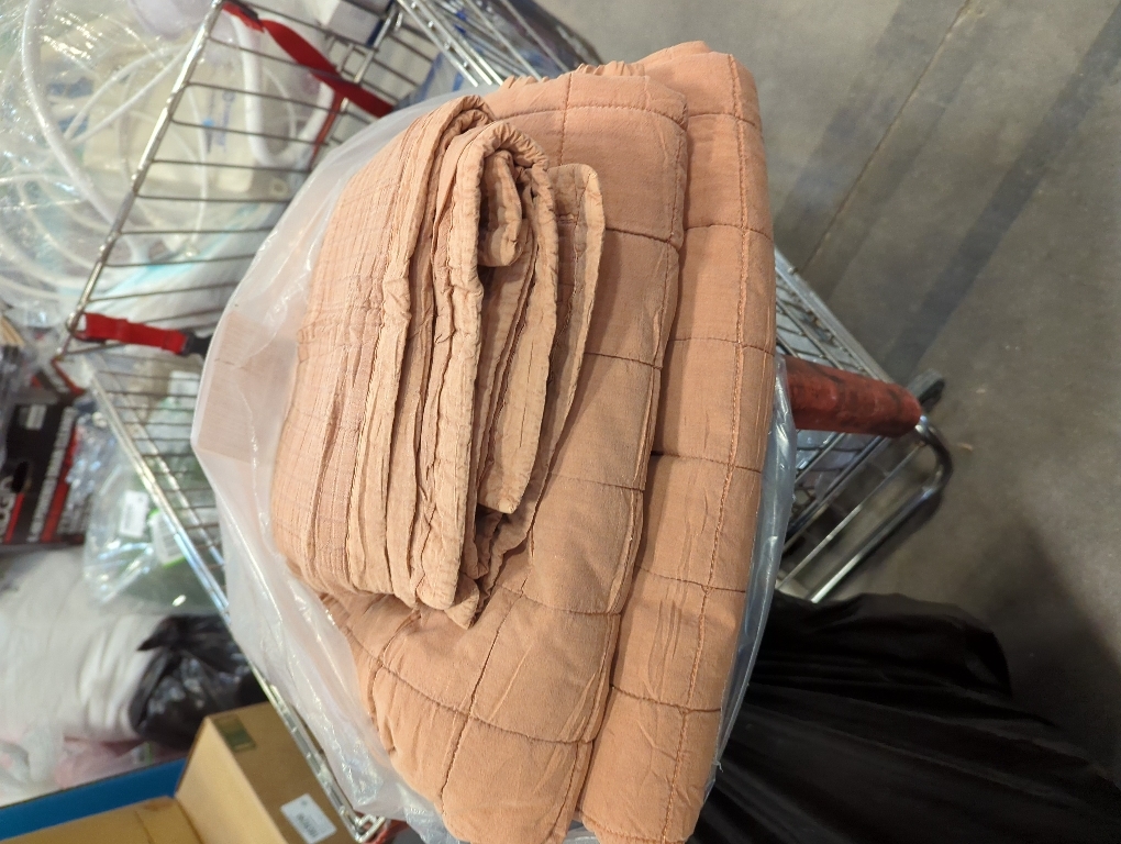 Harbor House French Flax Linen Garment Washed Quilt Set – 100% Linen Front & Back, All-Season, Breathable & Temperature-Regulating, Box Quilted, Includes Shams, King 108 x 92, Clay