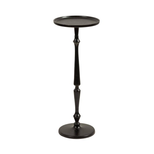 BLACK Small Round Metal Side Table, 24.2 Height Vintage Accent End Table for Living Room, Bedroom, or Patio – Sturdy Iron Pedestal Nightstand for Sofa Corner, Bedside, or Outdoor Use