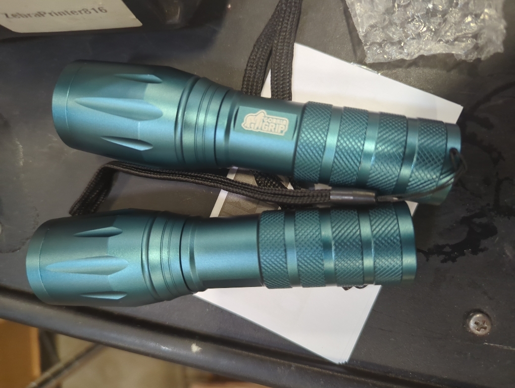 GORILLA GRIP Powerful LED Handheld Tactical Flashlight, 750 FT High Lumens 5 Adjustable Modes, Water Resistant, Ultra Bright Zoom Flashlights, Small Mini, Camping, Night Dog Walking, 2 Pack, Teal