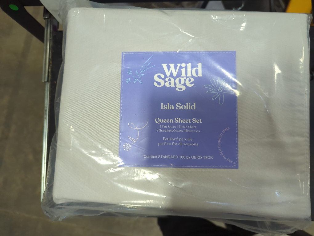 Wild Sage Brushed Cotton Percale 300-Thread-Count Queen Sheet Set in Lunar Rock