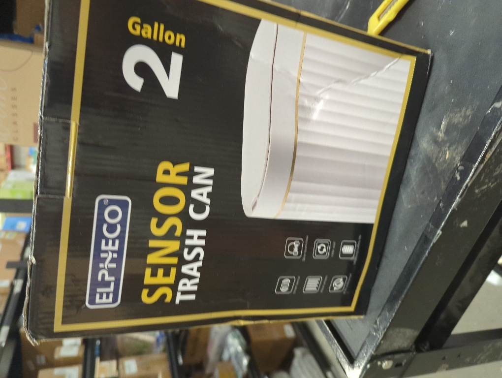 ELPHECO Bathroom Trash Can with Lid, 2 Gallon, Motion Sensor, White Gold