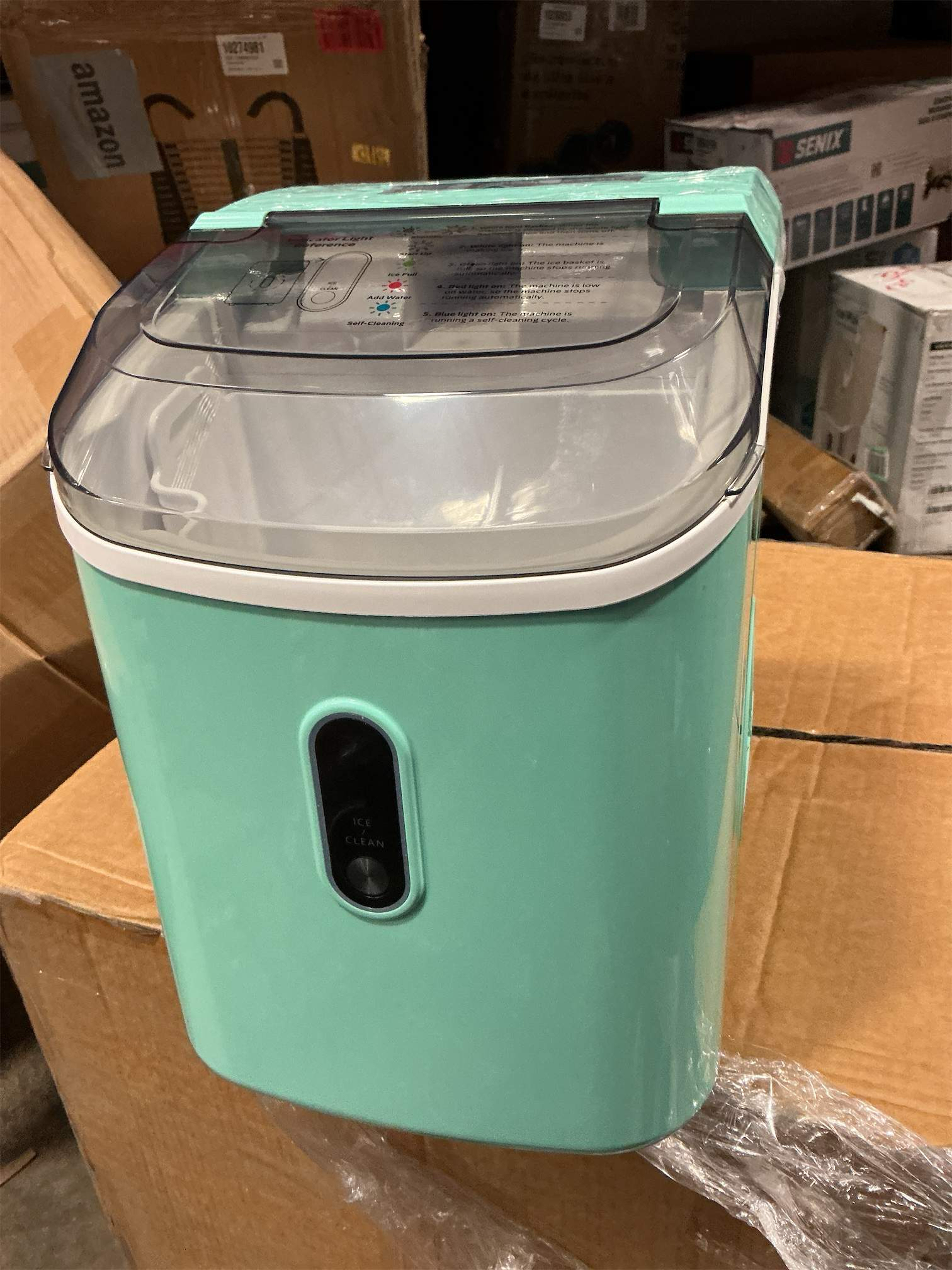 Nugget Ice Maker Countertop, Pellet Ice Machine with Self-Cleaning Function, Produces 33 lbs of Chewable Ice in 24 Hours, Sonic Ice Maker Perfect for Home Kitchens and Offices, Green