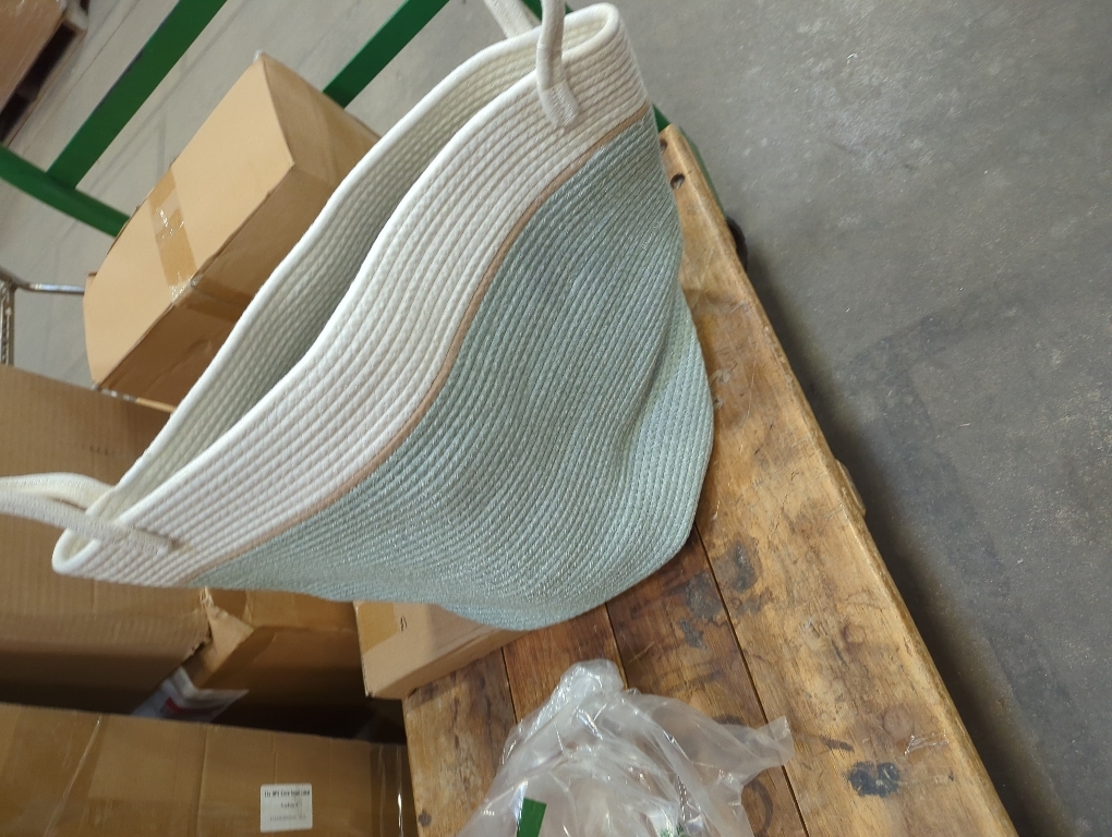 100L Extra Large Tall Cotton Rope Laundry Basket with Handles, Sage Green