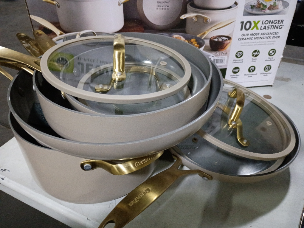 GreenPan Jewel Pro 11-Piece Cookware Set Hard Anodized Nonstick Taupe - CLEAN