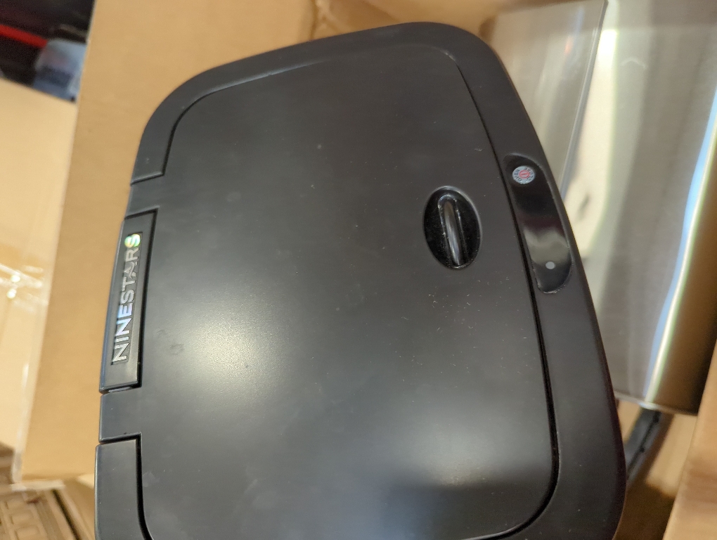 Ninestars Automatic Touchless Infrared Motion Sensor Trash Can, Stainless Steel Base (Rectangular, Black Lid), Black Trim