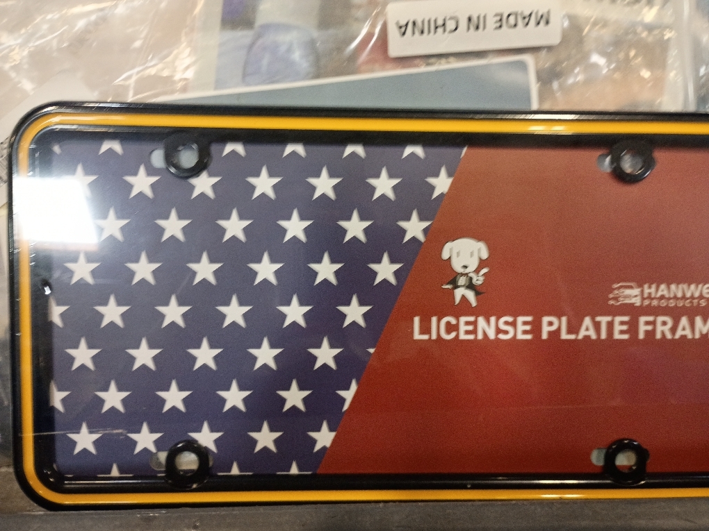 1pcs Heavy Duty Metal License Plate Frame, Made of Zinc Alloy with 4 Holes License Plate Holder Never Rust and Unbreakable, with Mounting Hardware Kit, Screws Caps (BLK-Yellow)