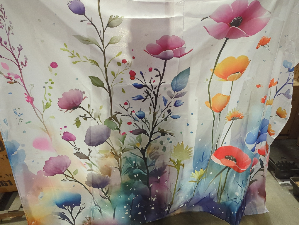 Floral Border Wildflowers Botanical Shower Curtain With 12 Hooks