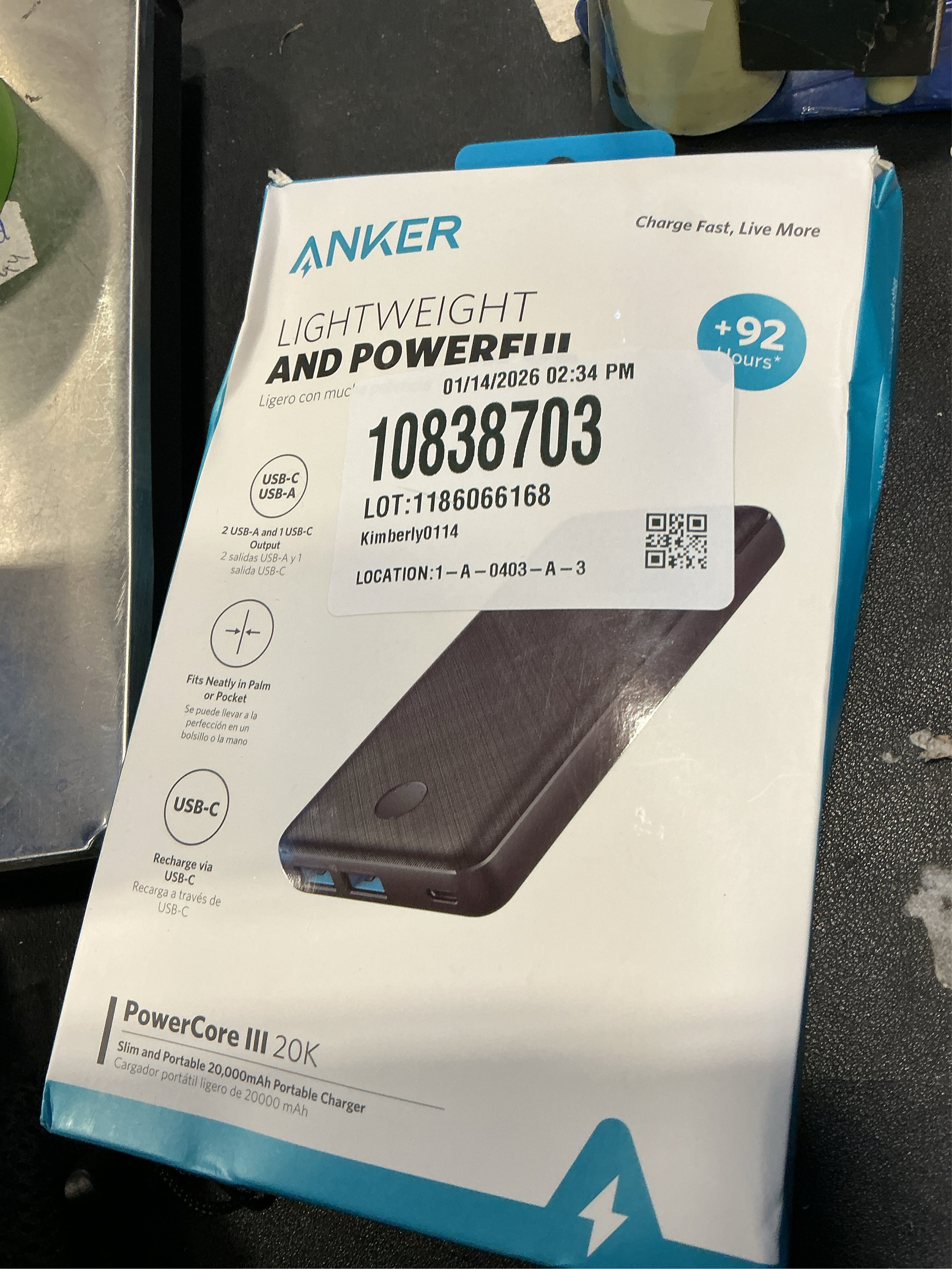 Anker - PowerCore III 20K MAh USB-C Portable Battery Charger - Black