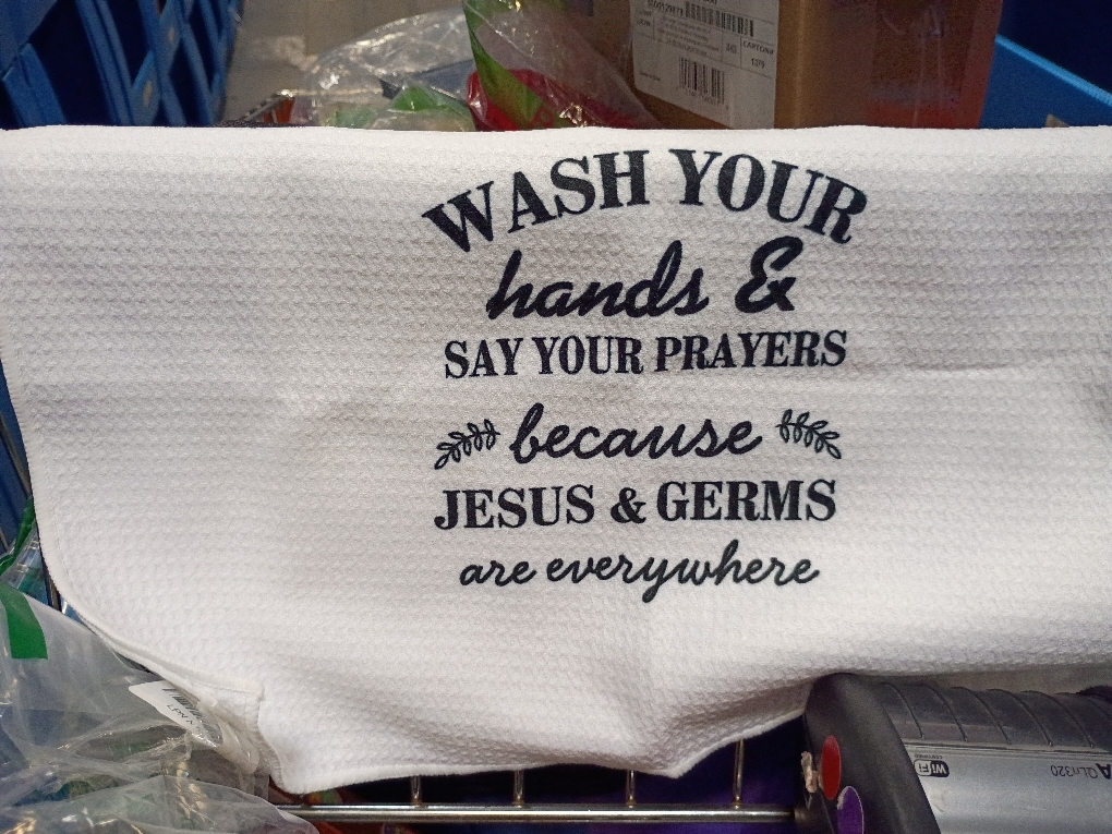 Funny Towels 16x24 - Wash Hands, Say Prayer, Decorative for Bathroom