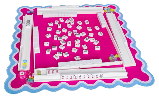4 PCS Mahjong Racks with Pushers, White Wooden Mahjong Racks with Detachable Magnetic Pushers, Mahjong Tile Pushers and Racks