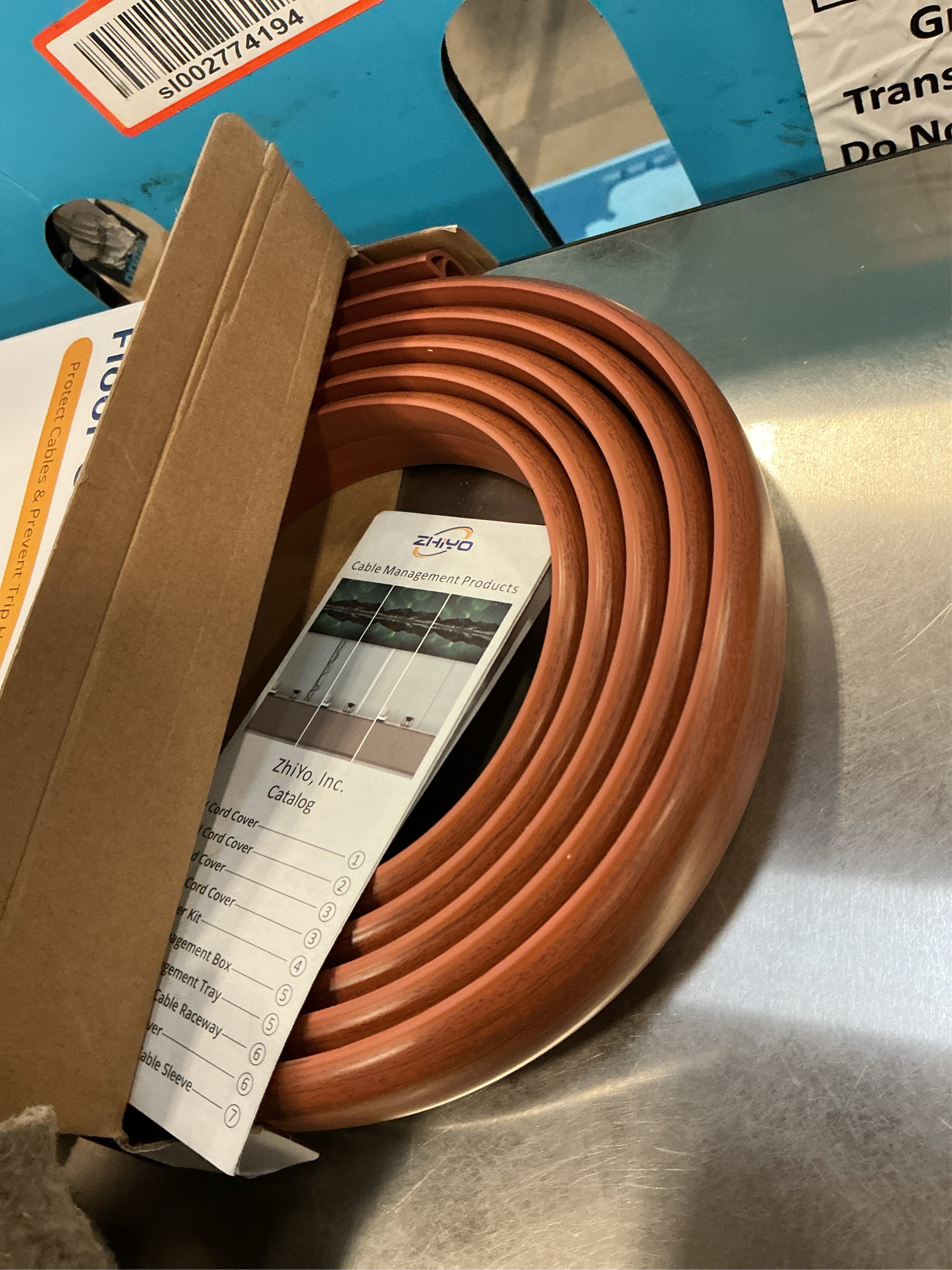 Floor Cord Cover 10ft, Cord Hider Floor Brown Walnut Wood, Floor Cable Management Prevent Cable Trips, Floor Cable Cover Wire Covers for Power Cords, Cord Protector Cord Cavity W0.47in H0.28in