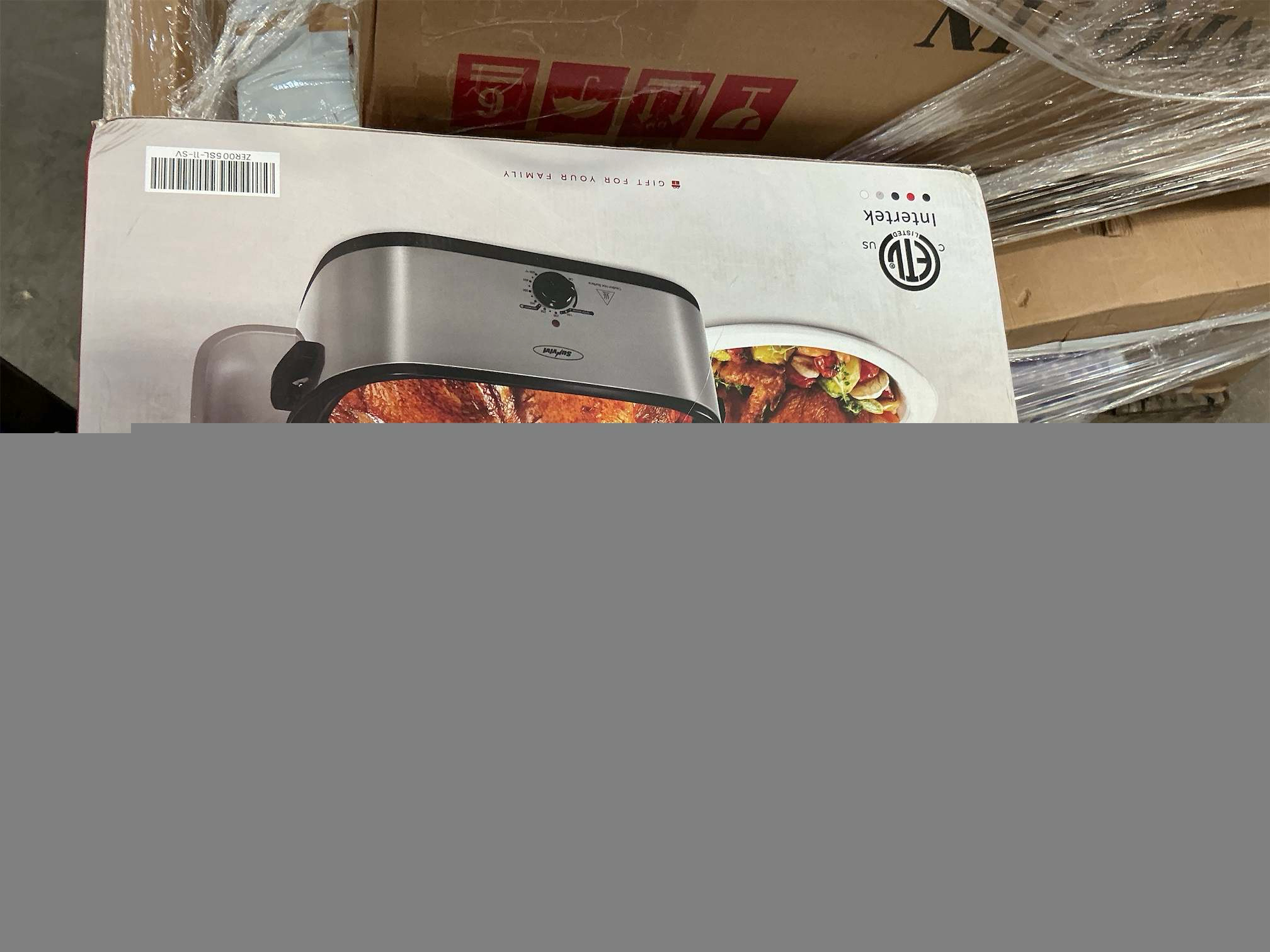 Sunvivi Roaster Oven, Electric Roaster Oven with Viewing Lid, 30lb 26-Quart Turkey Roaster with Unique Defrost/Warm Function, Large Roaster with Removable Pan & Rack, Stainless Steel, Silver