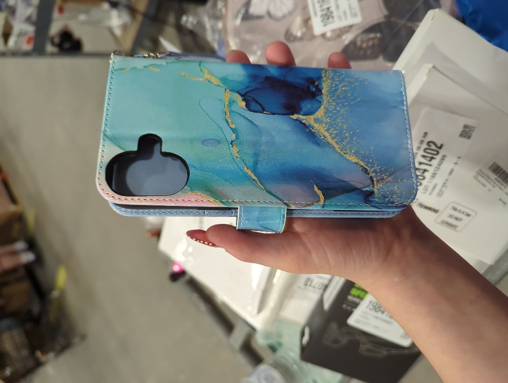 ULAK for iPhone 16 Wallet Case [RFID Blocking], Marble Blue