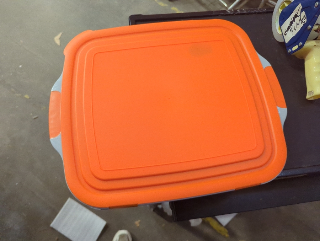 Drip EZ Collapsible BBQ Prep Tub - For Meal Prep Marinating Food Storage - Includes Cutting Board & Locking Lid - (1) XL - Orange