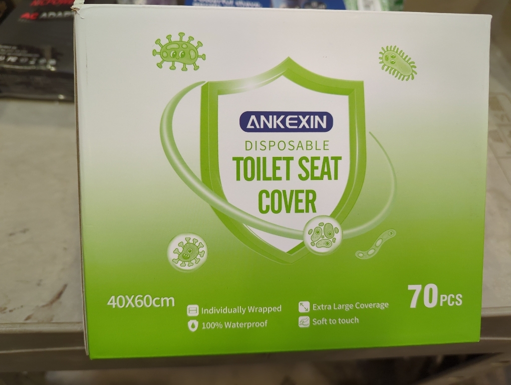 Disposable Toilet Seat Covers, 70 PCS Individually Travel Pack, XL Waterproof & Adhesive Secure Fit for Public Restrooms, Airplane & Office Use