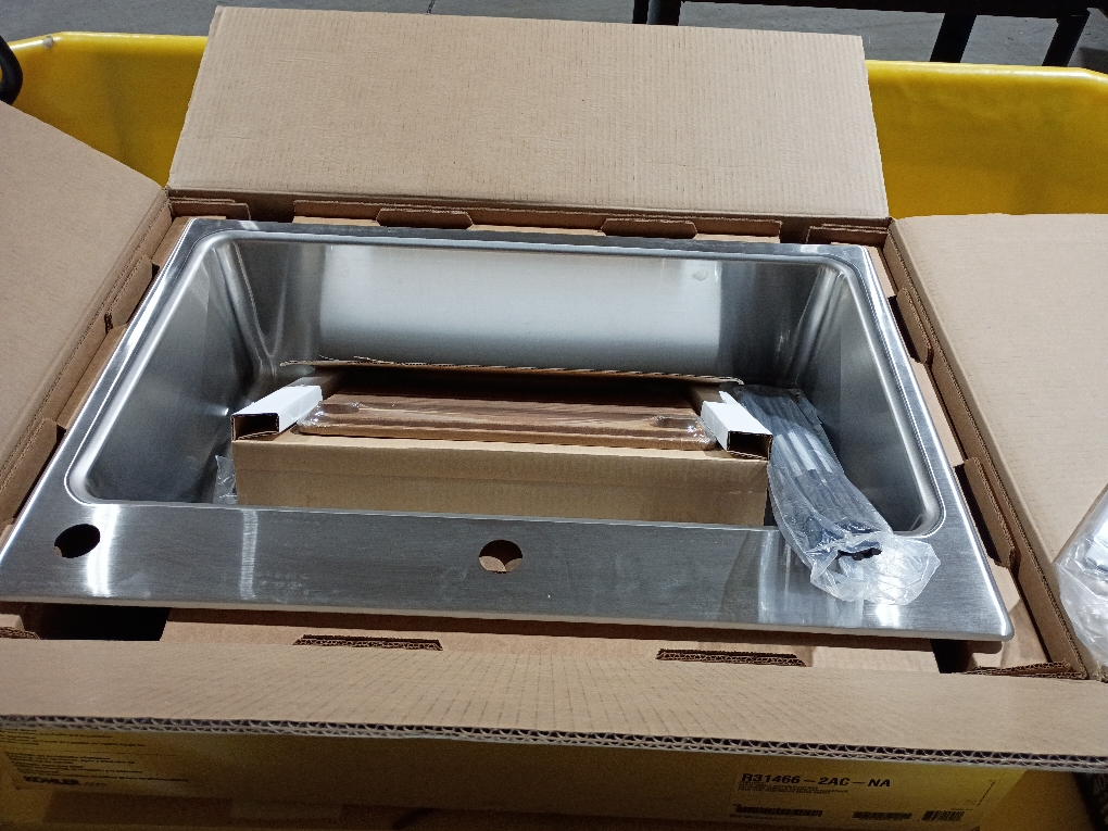 KOHLER Prologue Dual-mount 33-in x 22-in Stainless Steel Single Bowl 2-Hole Workstation Kitchen Sink with Drainboard (NO TEST)
