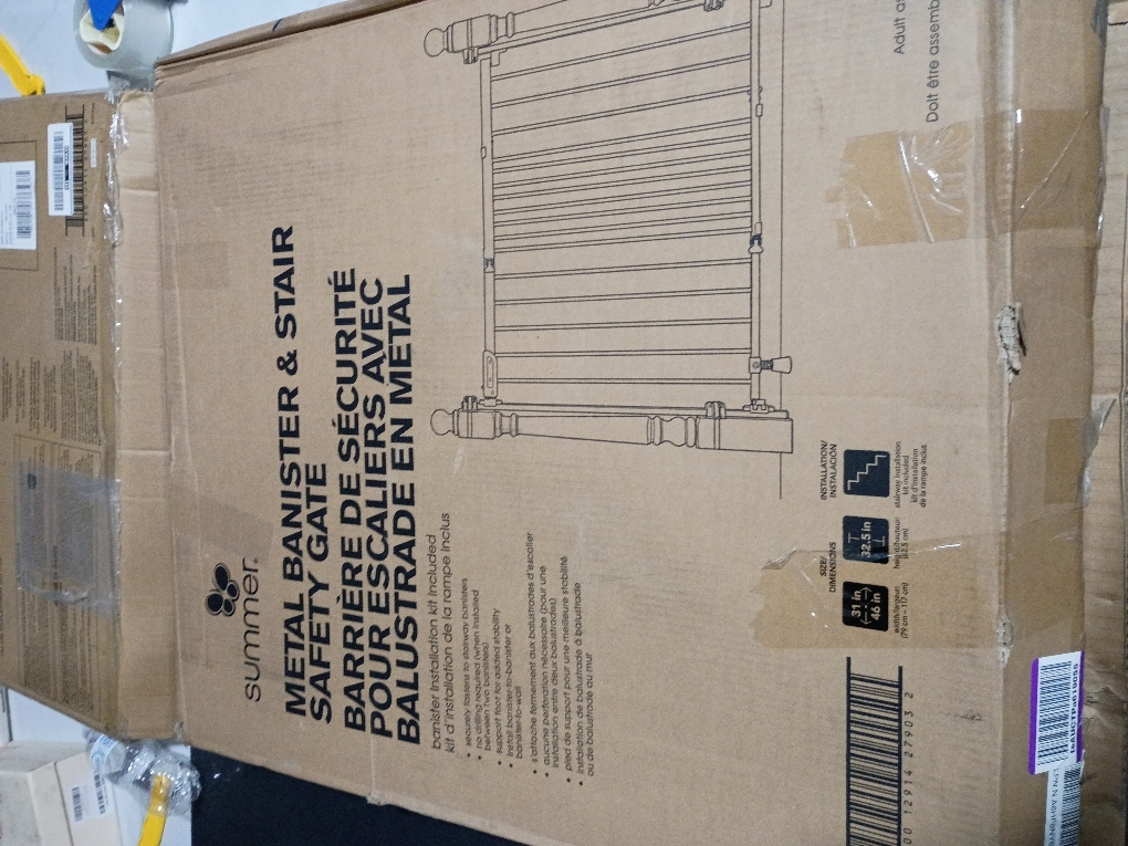Ingenuity The Stairway  46W Series, 32-48 Wide, 32.5 Tall, Baby Gate for Stairs, Dog Gate Indoor with Door for Banister to Banister Installation - White Metal