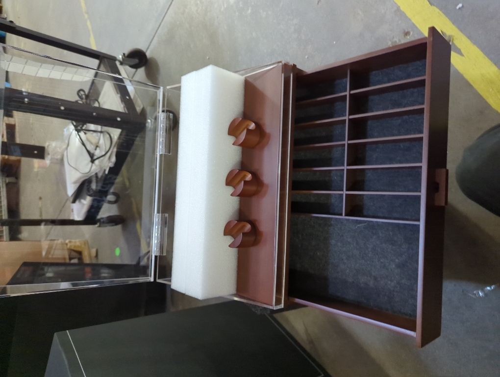 Premium Pocket Knife Display Case for 30 Knives - Large Wooden Knife Organizer, Storage & Holder with Unique Pillars, 1 Drawers - Knife Collection Box - Handcrafted Valentine's Day Gift for Men