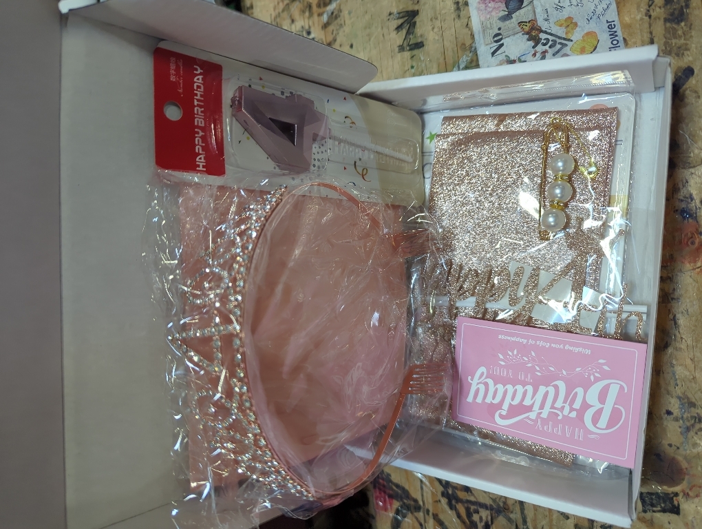 4th Birthday Decorations Girl, Including 4 year old Birthday Cake Topper, Birthday Queen Sash with Pearl Pin, Sweet Rhinestone Tiara Crown, Number Candles and Balloons Set, Rose Gold