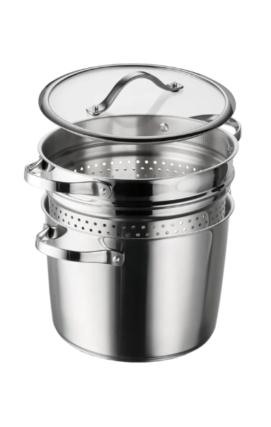 Tramontina 8-Quart Stainless Steel Tri-ply Base Multicooker with Pasta Insert
