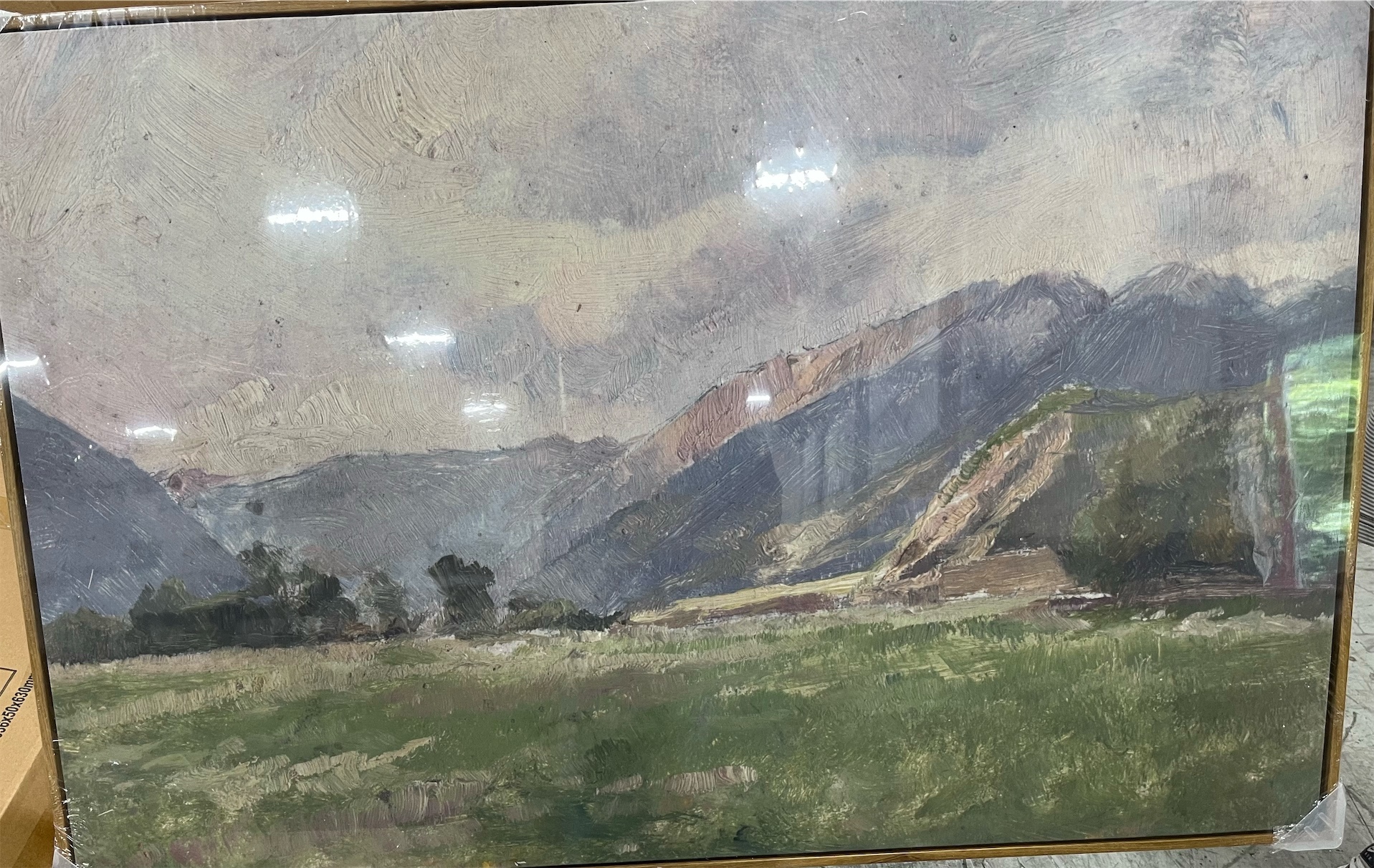 InSimSea Framed Canvas Wall Art Vintage Decor, Prairie Mountain Landscape Paintings, Large Prints, Farmhouse Decor, Natural Scenery Hanging Wall Decorations for Living Room Bedroom, 24x36