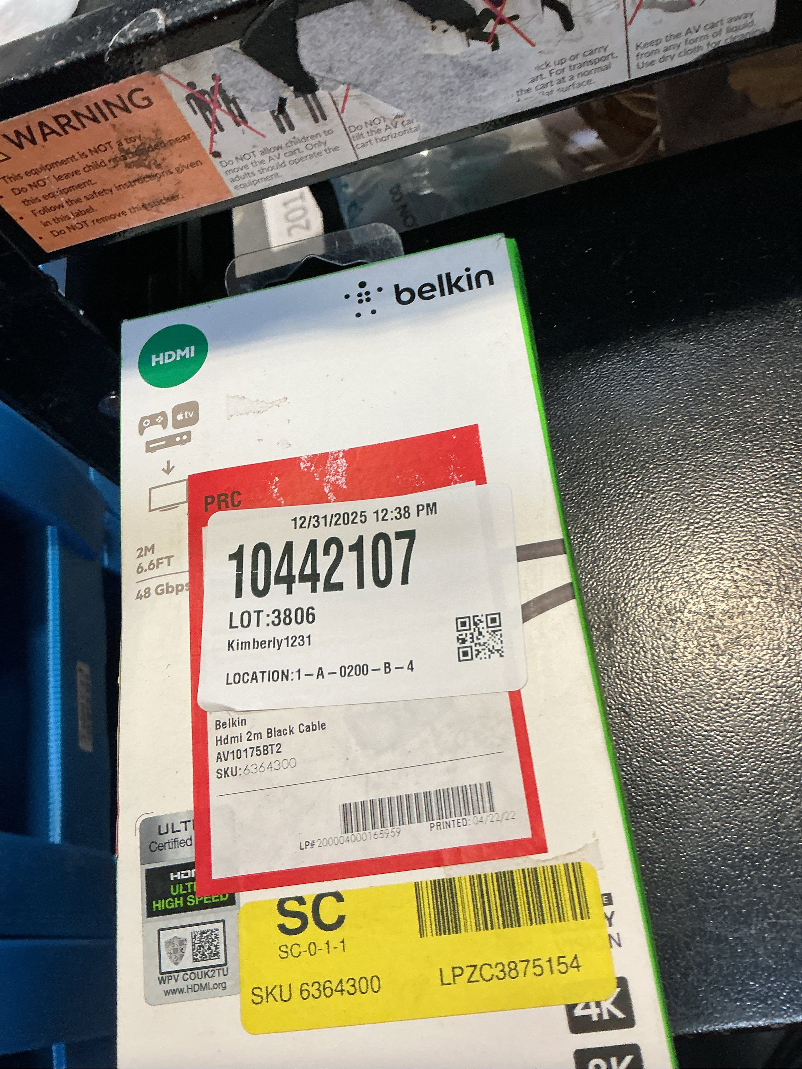 Belkin HDMI Audio/Video Cable - 6.56 ft HDMI A/V Cable for Apple TV, Audio/Video Device, TV, A/V Receiver, Notebook - First End: 1 x HDMI (Type A) Male Digital Audio/Video - Second End: 1 x HDMI (Type