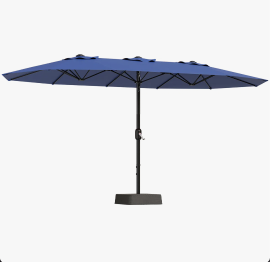 15FT Double-Sided Rectangle Patio Umbrella with Base Navy