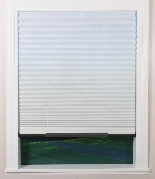 Easy Up & Down Cordless Pleated Window Shades, Light Filtering Fabric Window Blinds, White