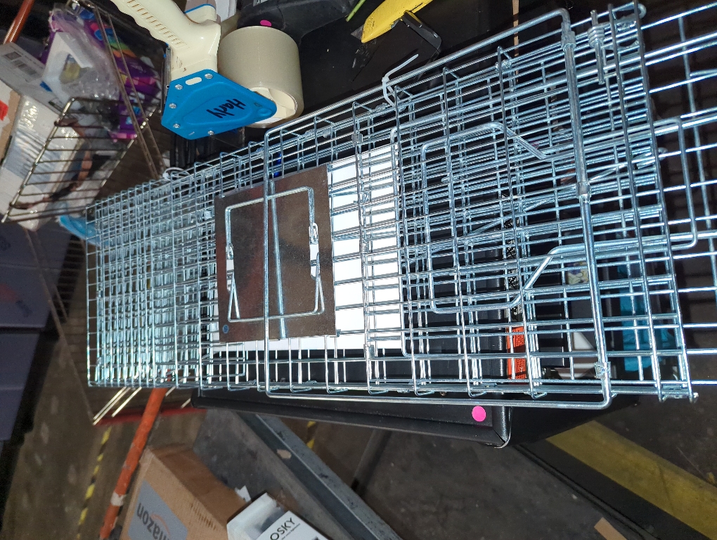 Live Feral Cat Trap Cage with Cover, Heavy Duty Folding Animal Traps Cage for Stray Cats, Humane Cat Trap for Raccoon, Squirrel, Skunk, Catch and Release - (32 x 10 x 12 inches)