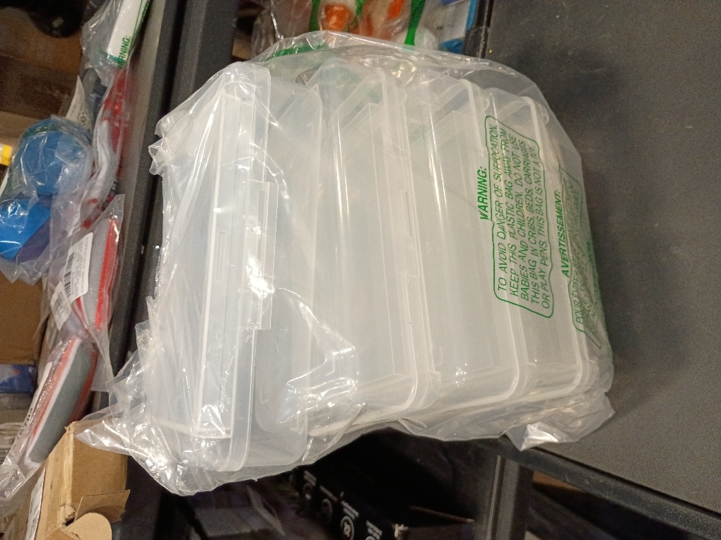 6-Pack Rectangular Plastic Storage Containers Box with Hinged Lid for Beads and Crafts, 4.5 x 3.3 x 1.1 inch / 115 x 85 x 28 mm (Translucent)