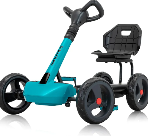 Rollplay Flex Kart XL Pedal Go Kart for Kids Featuring EVA Tires for Traction and Durability, 2-Position Adjustable Bucket Seat, and Easy Push-Button Folding Function for Easy Storage