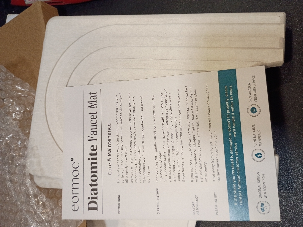 Large Faucet Mat for Kitchen Sink - Stone Drying Mat for Kitchen Counter, Diatomite Fast Drying Stone Sink Tray, Super Absorbent, Stylish Decor and Protector for Bathroom (Light Grey, 23.6 x 5.5)