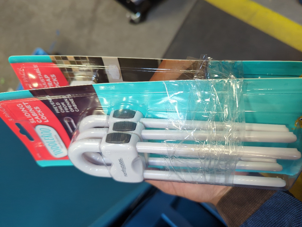 (2pc)Toddleroo by North States - Sliding Cabinet Locks for Baby Proofing: Child Proof Cabinet Locks - 3 Pack - White