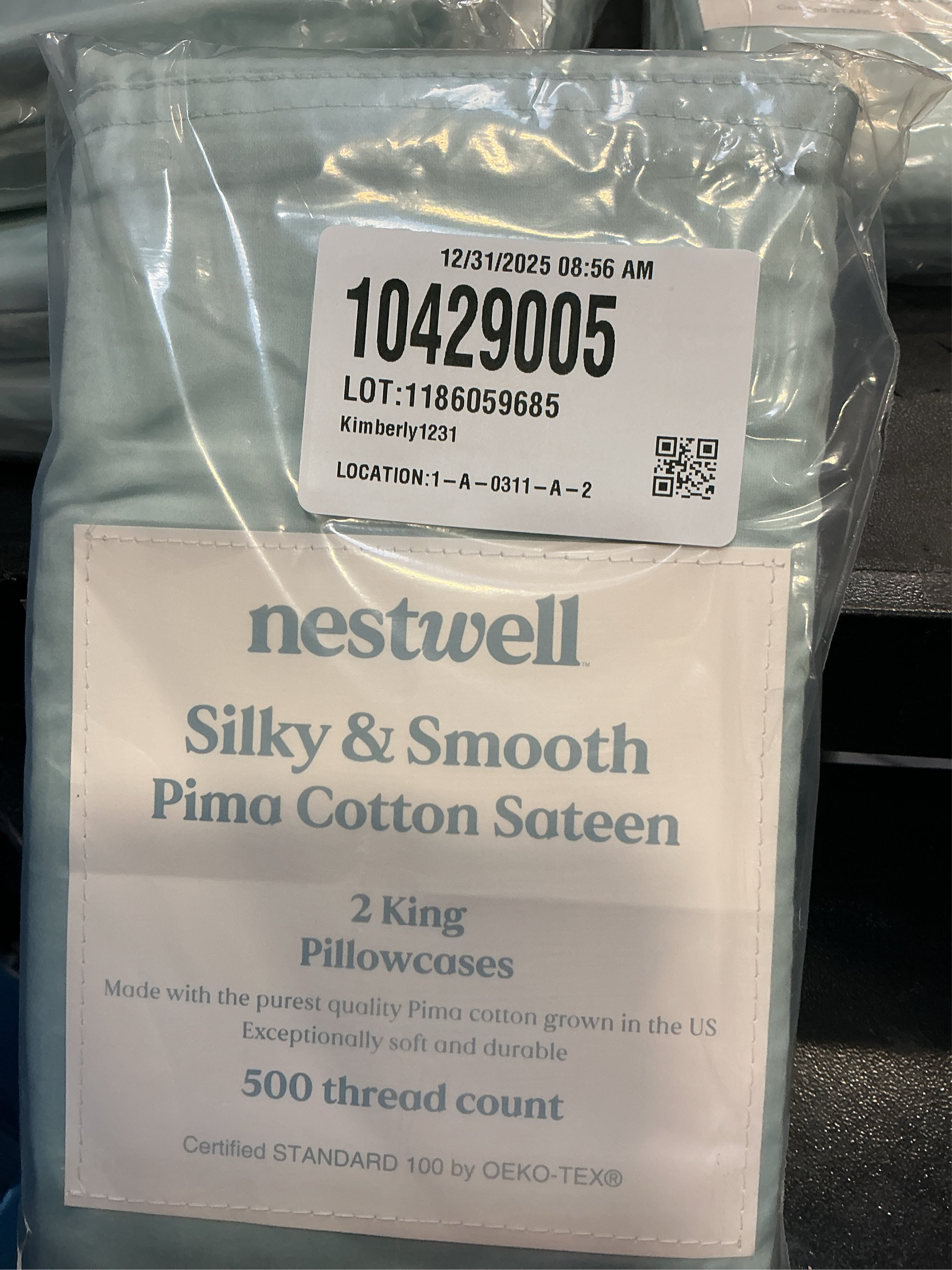 Nestwell 500 Pima Sld K Pillowcase  Starlight Blue