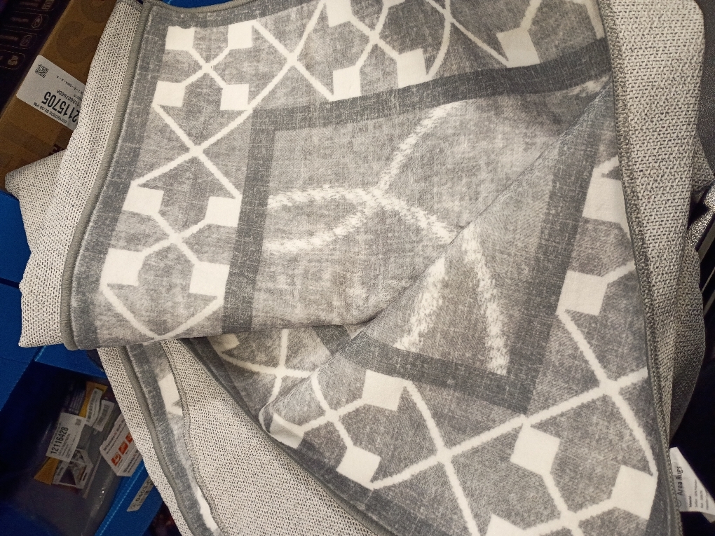 DweIke Area Rugs for Living Room, Machine Washable Bordered Rug for Bedroom, Luxury Rubber Backing (Non-Slip) Low Pile Throw Carpet for Dining Room Kitchen Home Decor, Grey