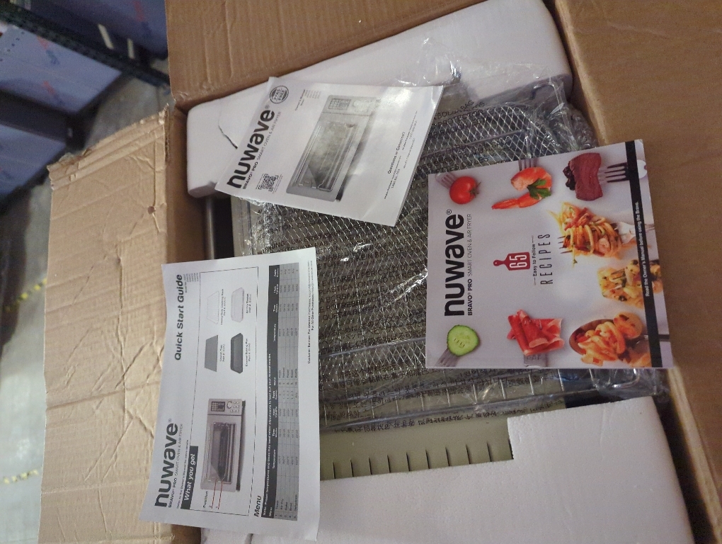 Nuwave Bravo Air Fryer Toaster Smart Oven, 10-in-1 Countertop Convection, 1800 Watts, 21-Qt Capacity, 50°-450°F Temp Controls, Top and Bottom Heater Adjustments 0%-100%, PFAS Free, Stainless Steel