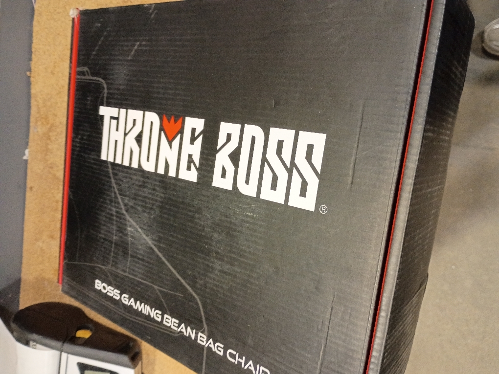 Throne Boss Gaming Bean Bag Chair Cover for Adults with High Back, Red – Large Floor Gaming Chair Cover, Easy to Clean Fabric, Large Pockets, Headphone Hanger, Requires 350 Liters Polystyrene Beans