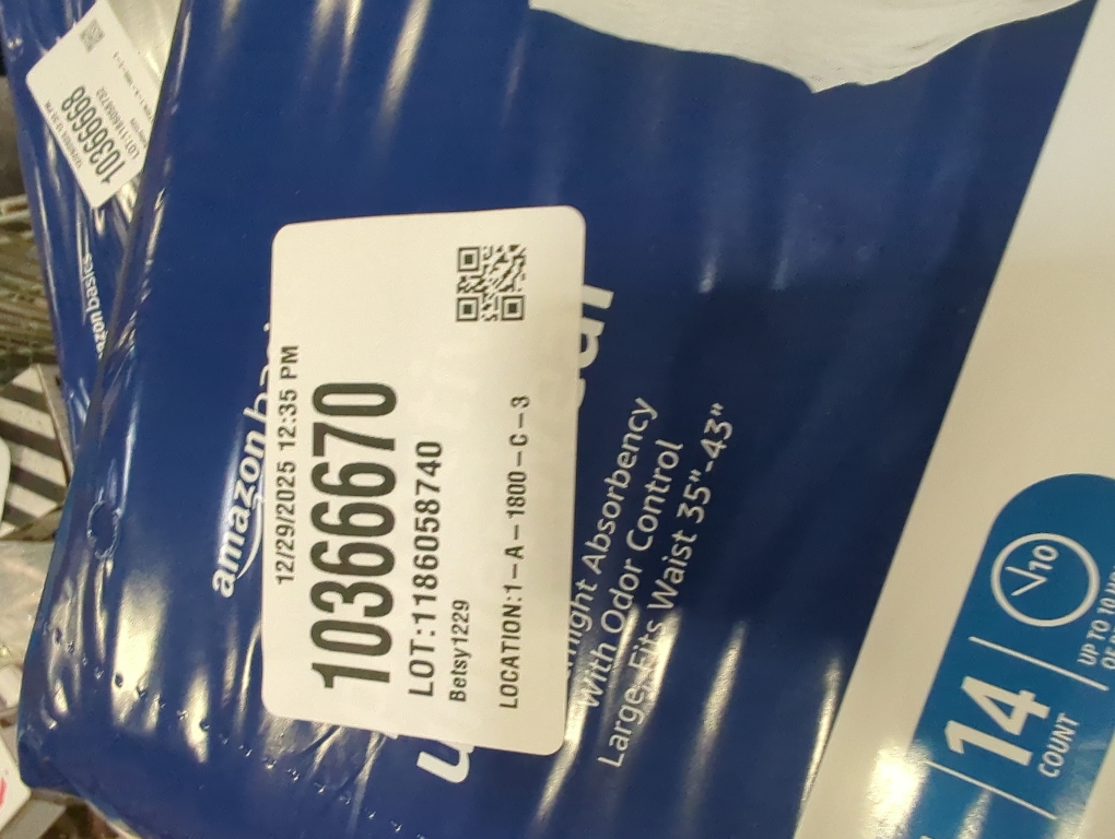 Amazon Basics Unisex Protective Underwear, Overnight Absorbency, Large, 14 Count, (1 Pack of 14)