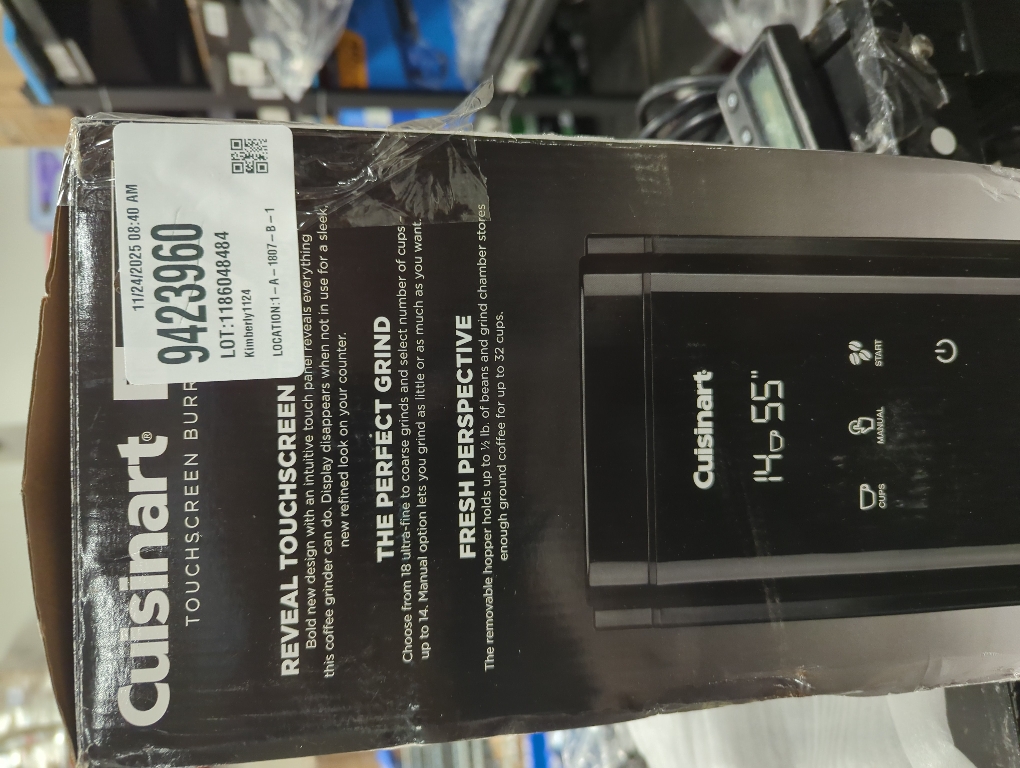 Touchscreen 8 oz. Black Burr Coffee Grinder