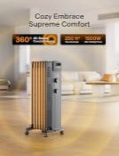 Pelonis Oil Filled Radiator Heater for Large Space, 2025 Upgraded, Space Heaters with 1500W Quiet Warmth Radiant Heater, 3 Heating Modes, Overheat & Tip-Over Protection, Adjustable Thermostat, Black