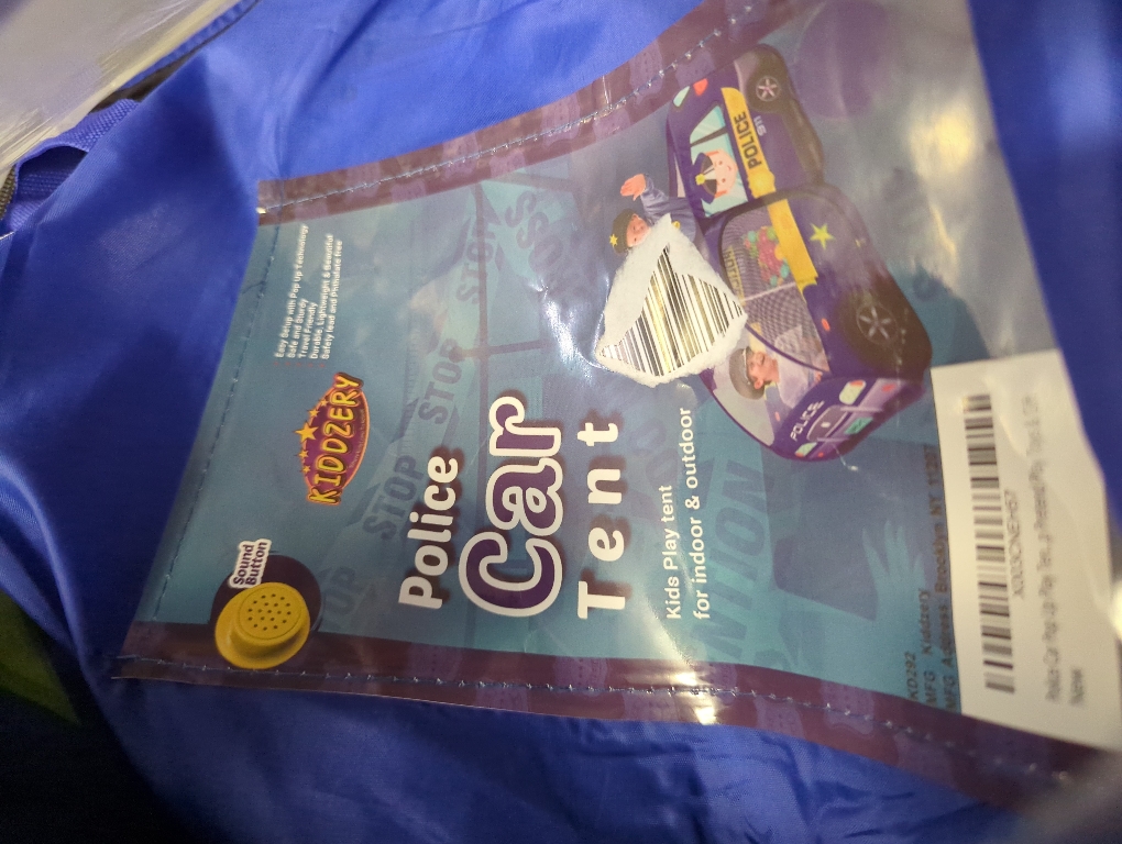 Police Car Pop Up Play Tent with Sound Button for Kids, Toddlers, Boys, Girls, Indoors & Outdoors – Playhouse for Interactive Fun - Foldable, Quick Setup Pretend Play Toys & Gift